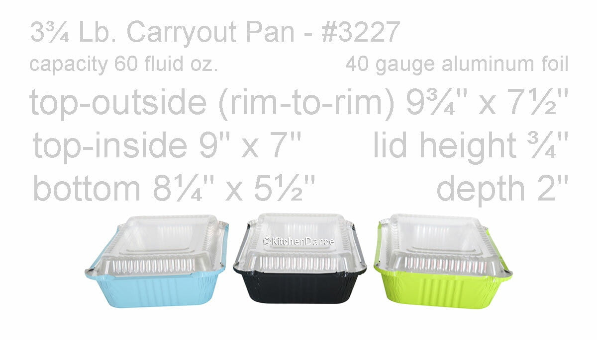 Colored Disposable Aluminum 3.75 Pound Carryout pan w/ Plastic Lid #3227P