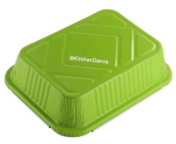 Colored Disposable Aluminum 3.75 Pound Carryout pan w/ Plastic Lid #3227P KitchenDance