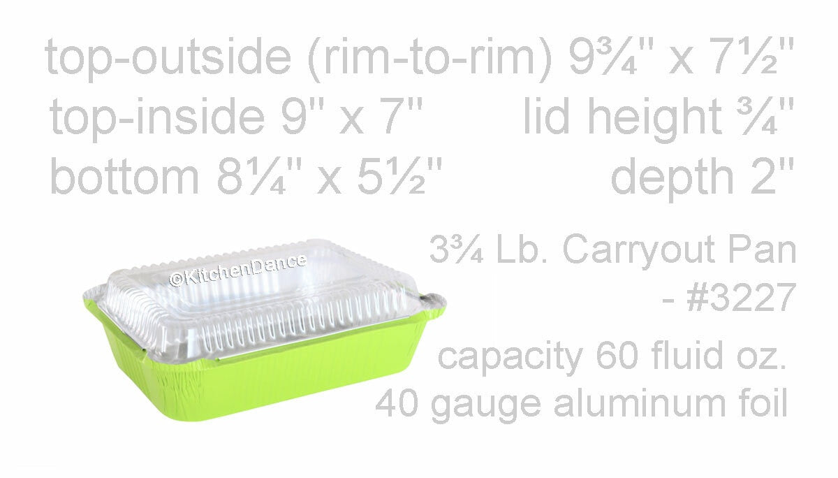 Bandeja para llevar de aluminio desechable de color de 3,75 libras con tapa de plástico n.º 3227P