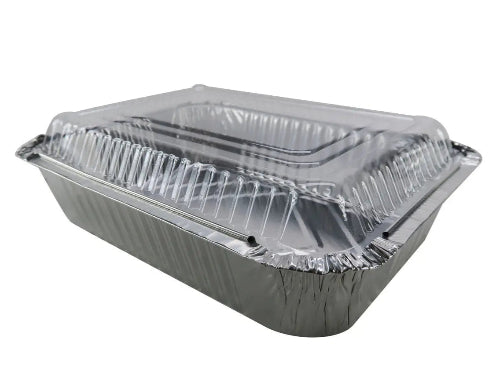 Colored Disposable Aluminum 3.75 Pound Carryout pan w/ Plastic Lid #3227P KitchenDance