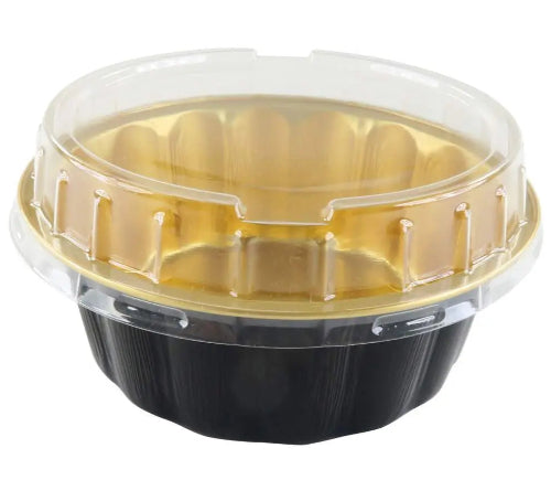 8 oz. Disposable Round Aluminum Foil Pan with Snap-on Plastic Lid #A8P KitchenDance