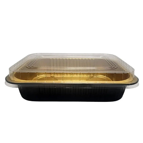 11" X 7"  Colored Heavy Aluminum Entrée Pan with Plastic Lid #A71P KitchenDance