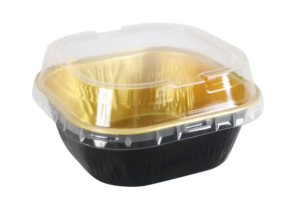 4" Square Colored Aluminum Foil Dessert Pan with Snap-On Plastic Lid   #A6P KitchenDance