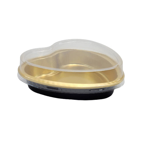 8 oz.  Disposable Heart shaped Foil Pan with Snap-on Plastic Lid  #A255P KitchenDance