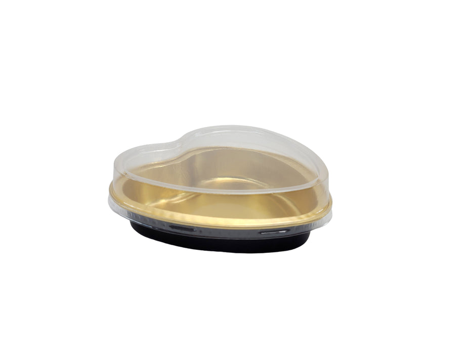 8 oz.  Disposable Heart shaped Foil Pan with Snap-on Plastic Lid  #A255P