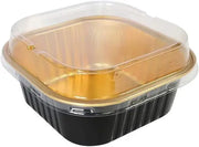 11 oz. Square Foil Dessert Cup with Plastic Lids - #A24P KitchenDance