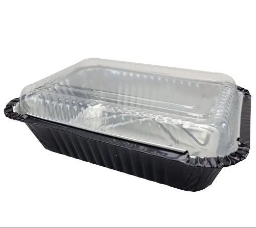 Colored 1½ lb. Shallow Foil Oblong Pan with Plastic Lid #6417P KitchenDance