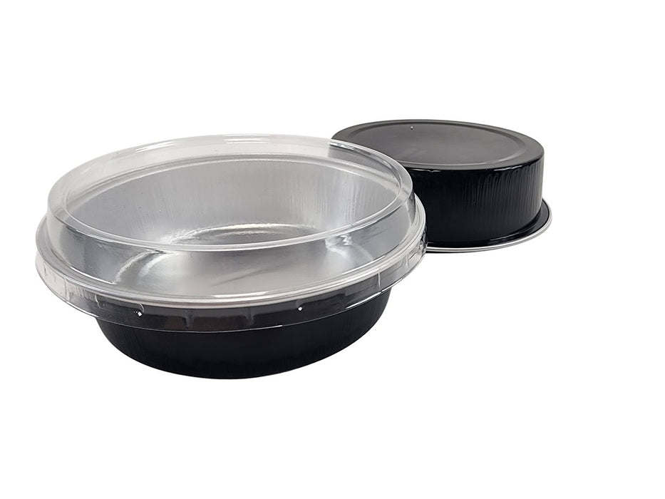 8 oz. Smooth wall Disposable Round Foil Pan with Snap-on Plastic Lid  #A42P