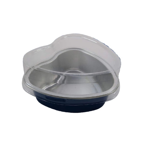 Disposable Mini Heart Shaped Foil Pan with Plastic Lid   #3055P KitchenDance