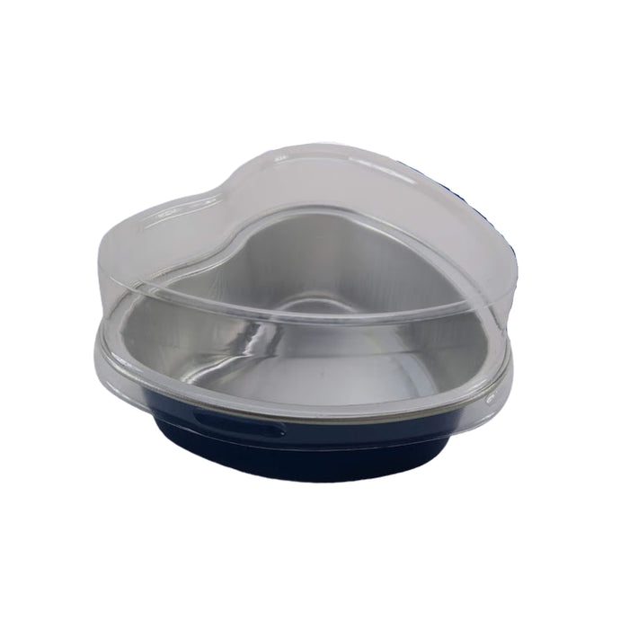 Disposable Mini Heart Shaped Foil Pan with Plastic Lid   #3055P