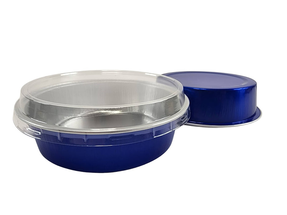 8 oz. Smooth wall Disposable Round Foil Pan with Snap-on Plastic Lid  #A42P