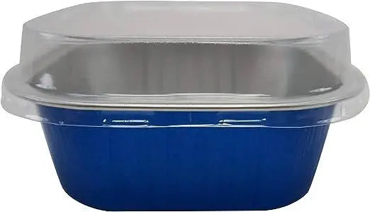 11 oz. Square Foil Dessert Cup with Plastic Lids - #A24P KitchenDance