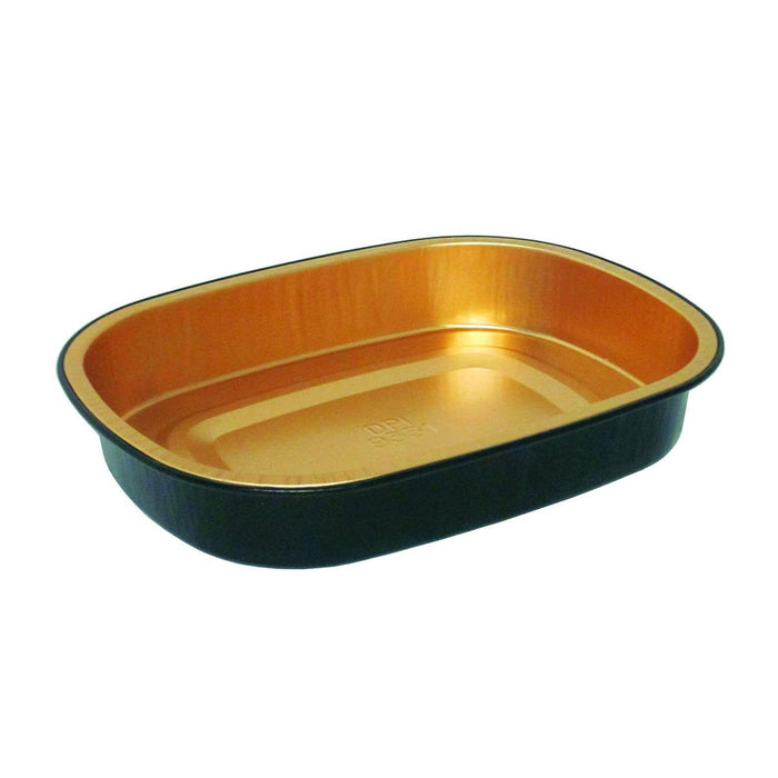 23 oz. Black and Gold Foil Entrée or Take Out Pan with Dome Lid #9331