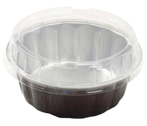 8 oz. Disposable Round Aluminum Foil Pan with Snap-on Plastic Lid #A8P KitchenDance