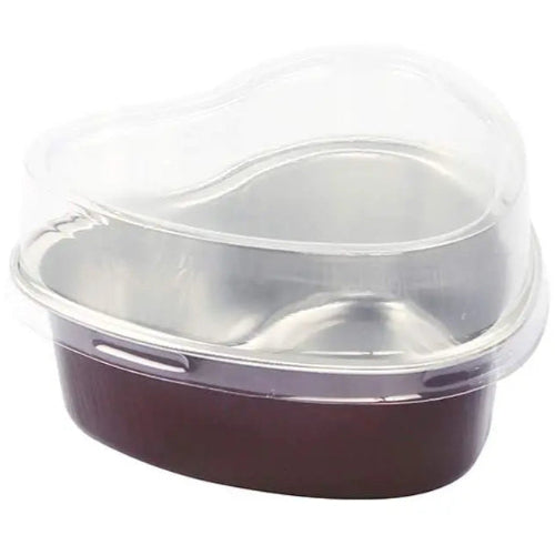 Disposable Mini Heart Shaped Foil Pan with Plastic Lid   #3055P KitchenDance