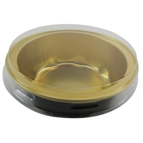 2 oz. Disposable Colored Foil Cup with Plastic Lid  #A3P KitchenDance