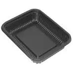 8" x 6.5" Black Ribbed PP- 1 Compt. HMR Oblong Tray, 32 Oz. With Lid Combo D & W Fine pack