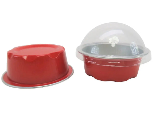 2 oz. Disposable Colored Foil Cup with Plastic Lid  #A3P KitchenDance