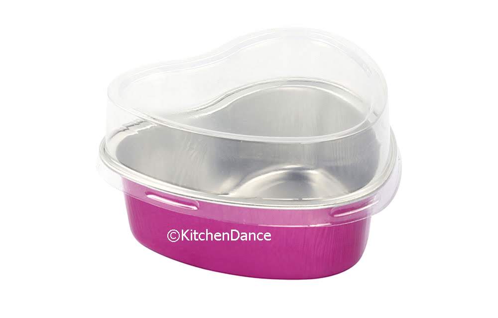 Disposable Mini Heart Shaped Foil Pan with Plastic Lid   #3055P