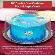 10" Plastic Display Cake Container  for 1-2 layers    #WG33 D&W Fine Pack