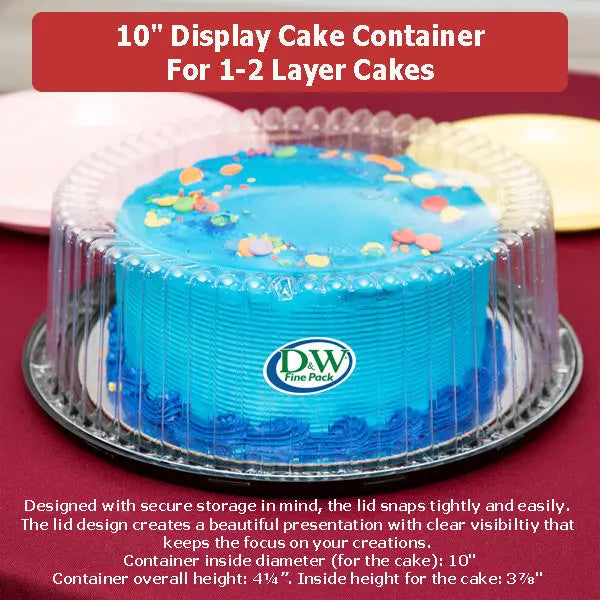 10" Plastic Display Cake Container  for 1-2 layers    #WG33 D&W Fine Pack