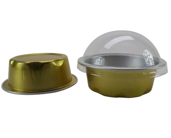 2 oz. Disposable Colored Foil Cup with Plastic Lid  #A3P KitchenDance