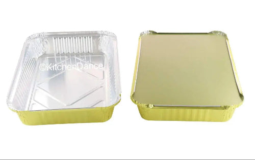 Disposable Colored Aluminum Foil 4½  Lb. Carryout Pan with Board Lid #52180L KitchenDance
