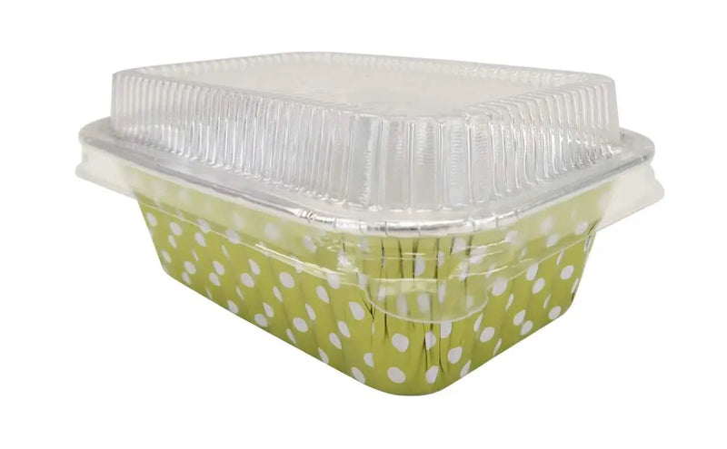 Amazon Overstock 6 oz. Disposable Colored Polka Dot Foil Mini Loaf Pan with Lids - 100 Count - #4004P KitchenDance