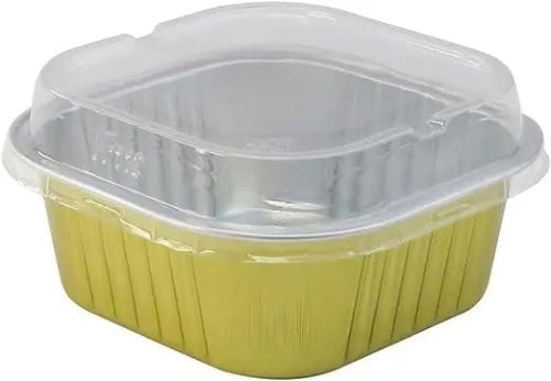 11 oz. Square Foil Dessert Cup with Plastic Lids - #A24P KitchenDance