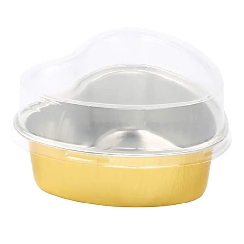 Disposable Mini Heart Shaped Foil Pan with Plastic Lid   #3055P KitchenDance