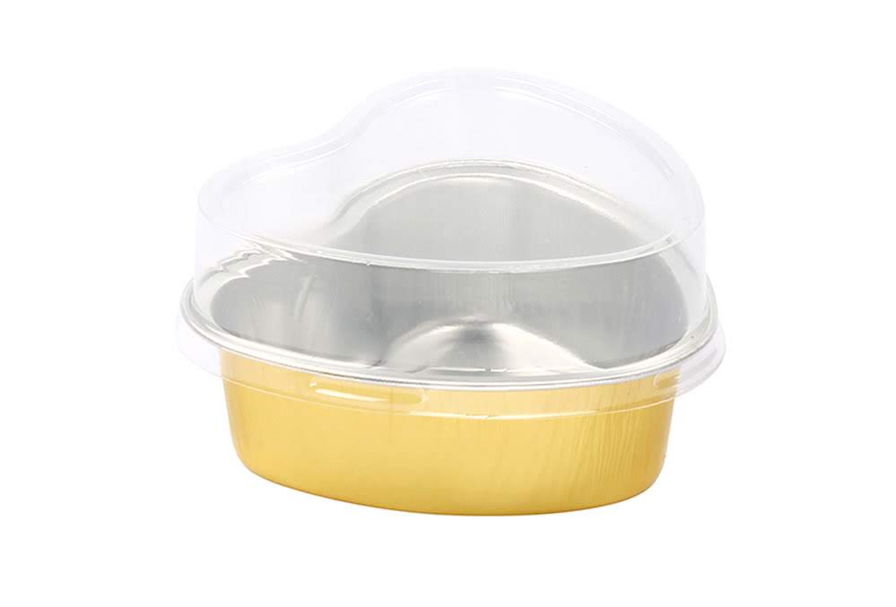 Disposable Mini Heart Shaped Foil Pan with Plastic Lid   #3055P