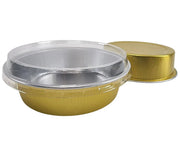 8 oz. Smooth wall Disposable Round Foil Pan with Snap-on Plastic Lid  #A42P KitchenDance