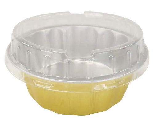 8 oz. Disposable Round Aluminum Foil Pan with Snap-on Plastic Lid #A8P KitchenDance