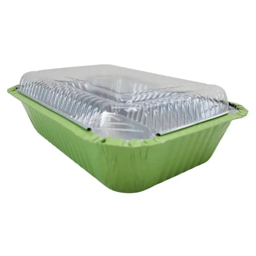 Colored 1½ lb. Shallow Foil Oblong Pan with Plastic Lid #6417P KitchenDance