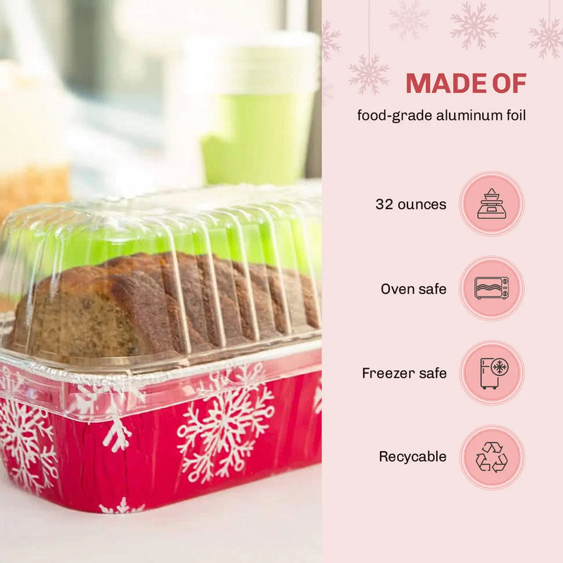 2 lb. Disposable Holiday Foil Loaf Pan with Plastic Lid   #9401P Durable Packaging