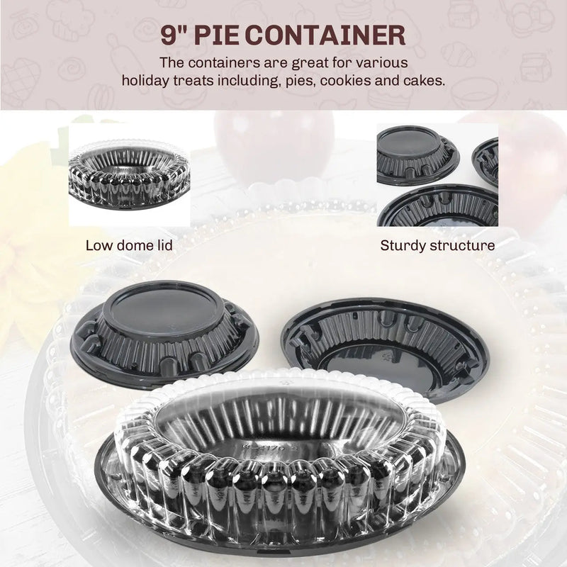 9" Two Piece Pie Container with Low Dome Lid    #WJ40 D&W Fine Pack