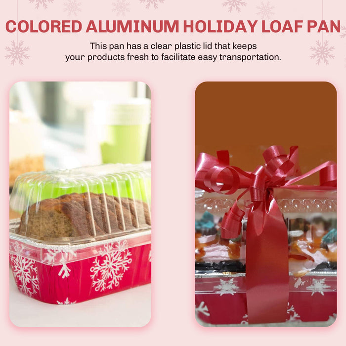 2 lb. Disposable Holiday Foil Loaf Pan with Plastic Lid 9401P KitchenDance