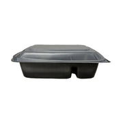 Cruiser® Ware 10.3″ X 7.2″ Black 32 oz. MFPP 2 Compartment Entrée Base w/ Lid Combo - #10322C-WL D&W Fine Pack