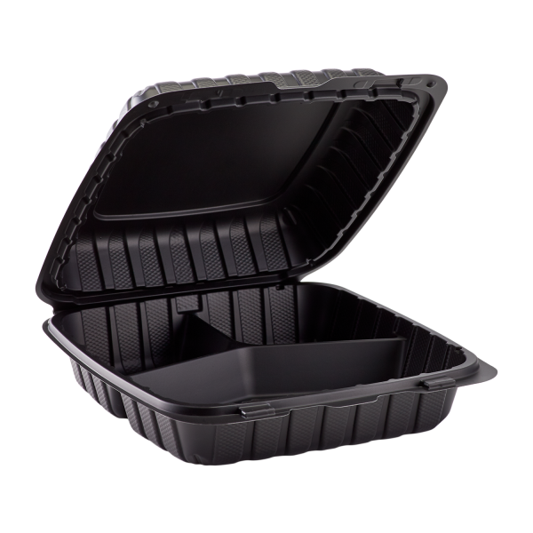 9 x 9 x 3 MFPP 3 Compartment Hinged Take Out Containers