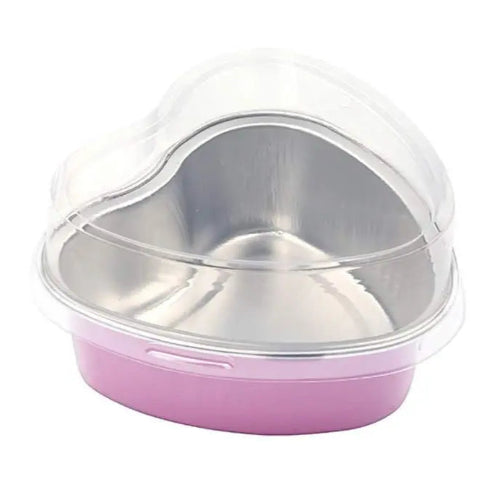 Disposable Mini Heart Shaped Foil Pan with Plastic Lid   #3055P KitchenDance