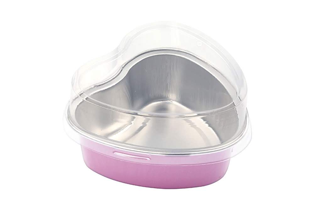 Disposable Mini Heart Shaped Foil Pan with Plastic Lid   #3055P