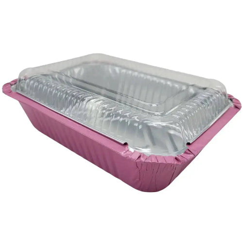 Colored 1½ lb. Shallow Foil Oblong Pan with Plastic Lid #6417P KitchenDance