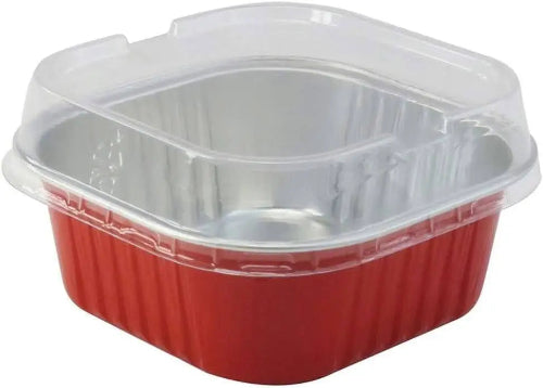 11 oz. Square Foil Dessert Cup with Plastic Lids - #A24P KitchenDance