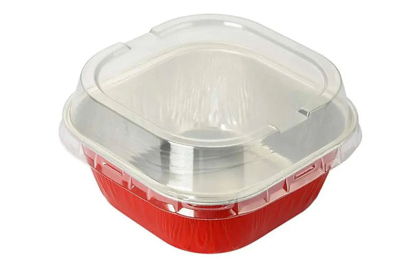 4" Square Colored Aluminum Foil Dessert Pan with Snap-On Plastic Lid   #A6P KitchenDance