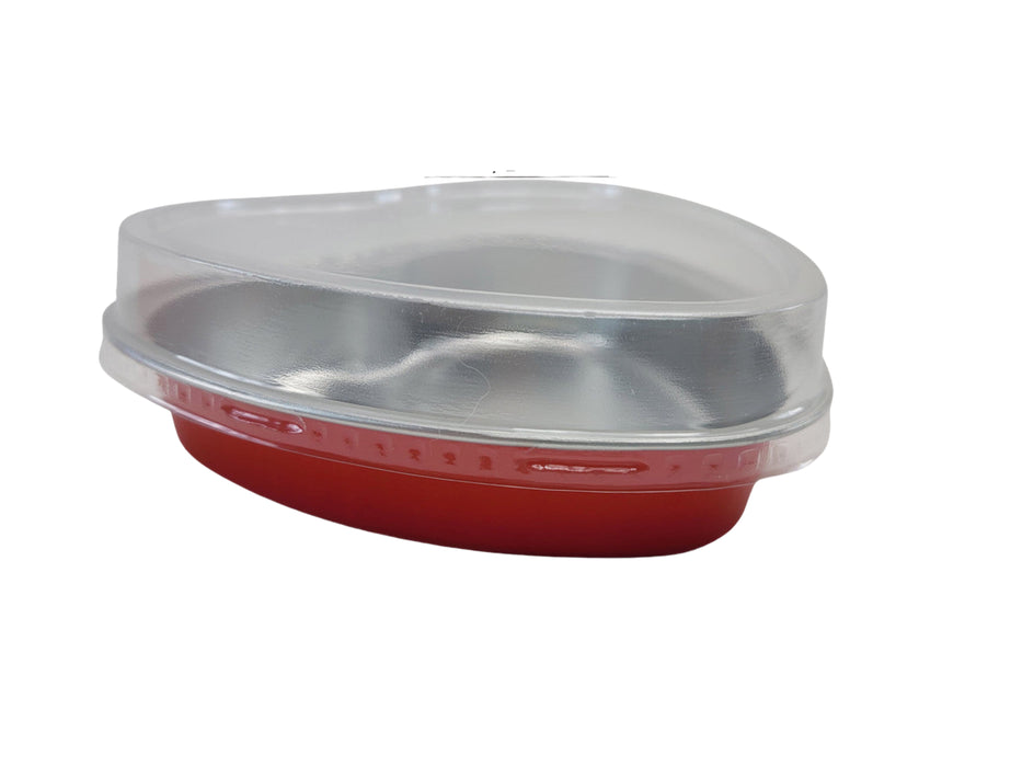 8 oz.  Disposable Heart shaped Foil Pan with Snap-on Plastic Lid  #A255P