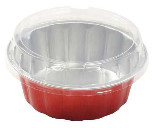 8 oz. Disposable Round Aluminum Foil Pan with Snap-on Plastic Lid #A8P KitchenDance