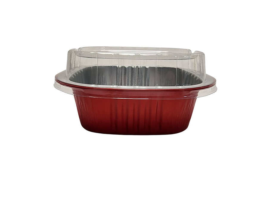 5" x 5" Colored Aluminum  Heavy Foil Square Pan with Lid Combo #A69P