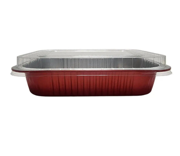11" X 7"  Colored Heavy Aluminum Entrée Pan with Plastic Lid #A71P KitchenDance