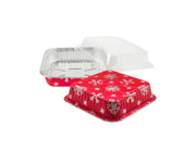 8" Square  Aluminum Foil  Holiday Cake Pan with Plastic Lid  #9101X Durable Packaging
