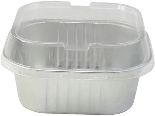 11 oz. Square Foil Dessert Cup with Plastic Lids - #A24P KitchenDance
